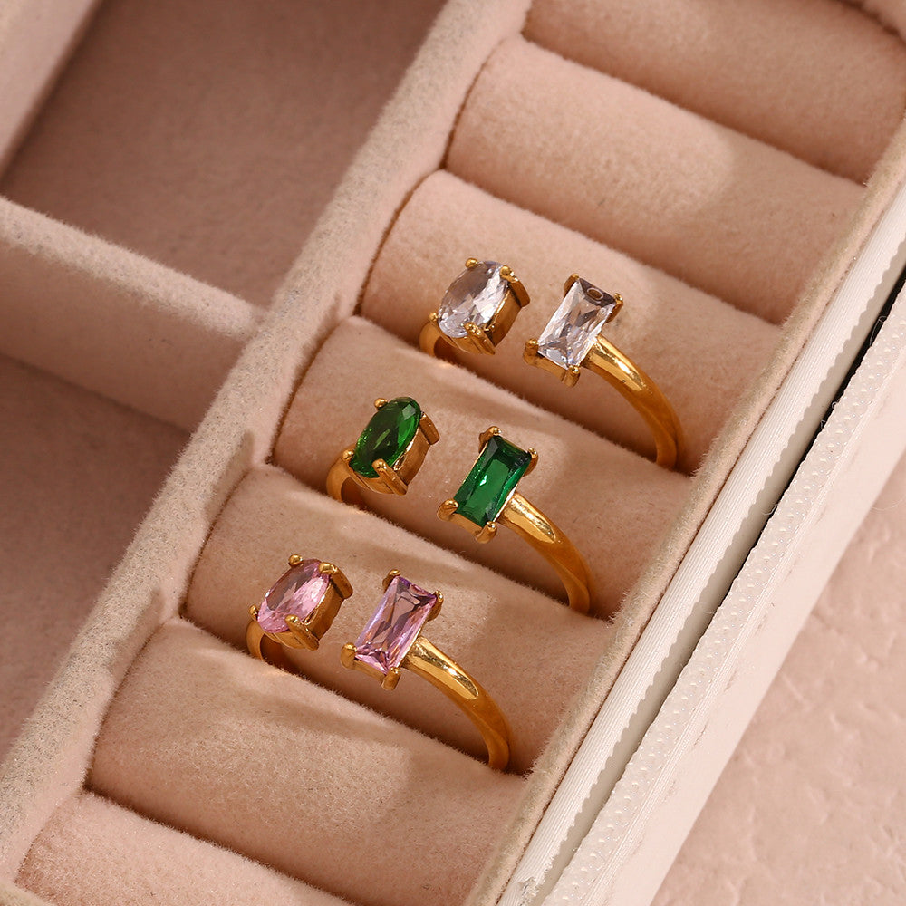NEW 18K Gold Plated Waterdrop Open Adjustable Ring display picture 1