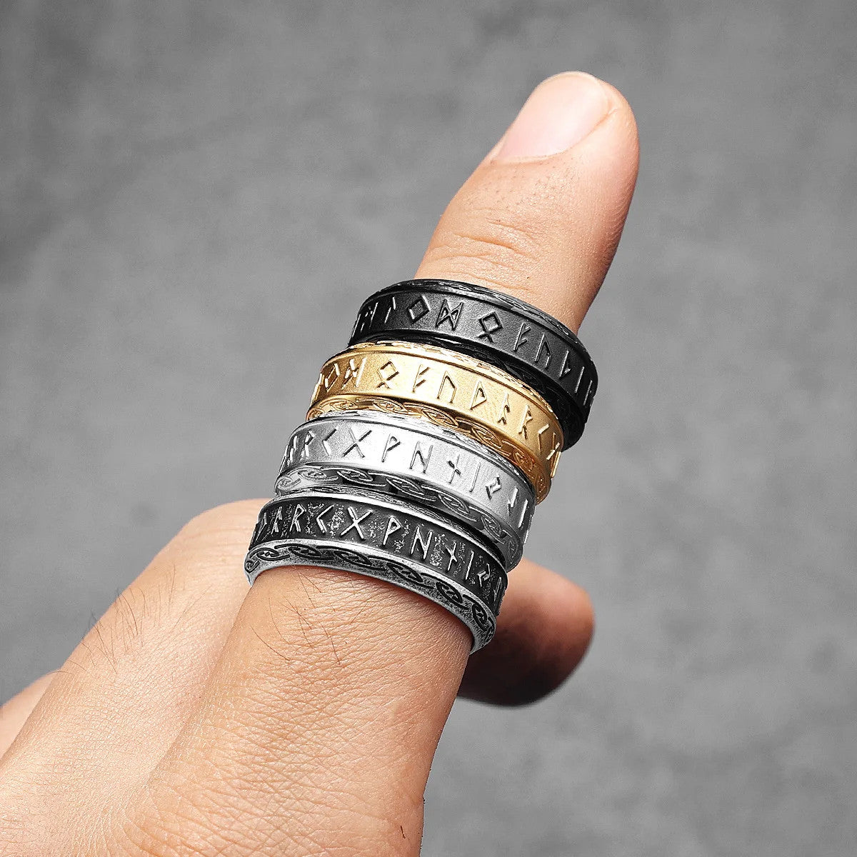 Viking Runes | No Fade Solid Stainless Steel Viking Mythology Street Wear Rings