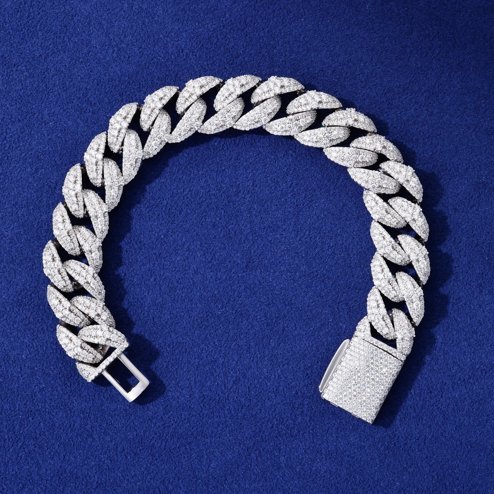 Cuban Delight | 15mm Luxury Embeded Cross Link S925 Sterling Silver Moissanite Bracelet