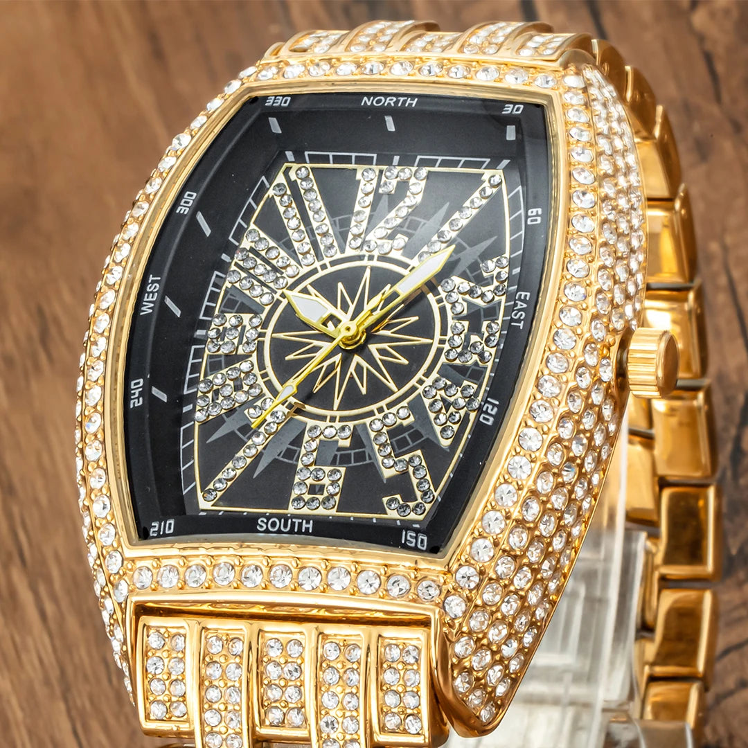 Navigation | VVS Diamond CZ Night Star Sky Compass Hip Hop Iced Blinged Out Watch