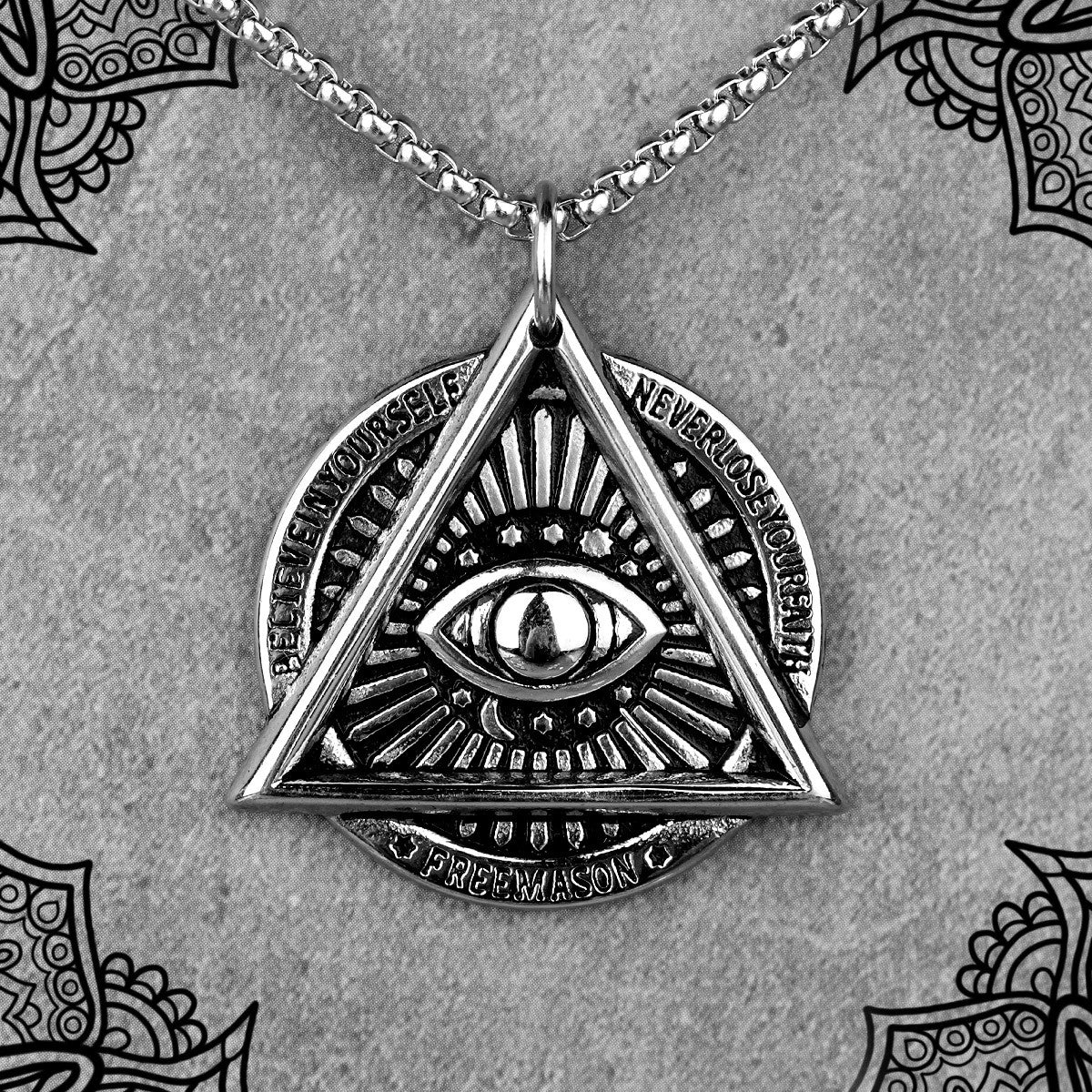 Free Mason | Solid Stainless Steel All Seeing Eye Self Belief Hip Hop Pendant