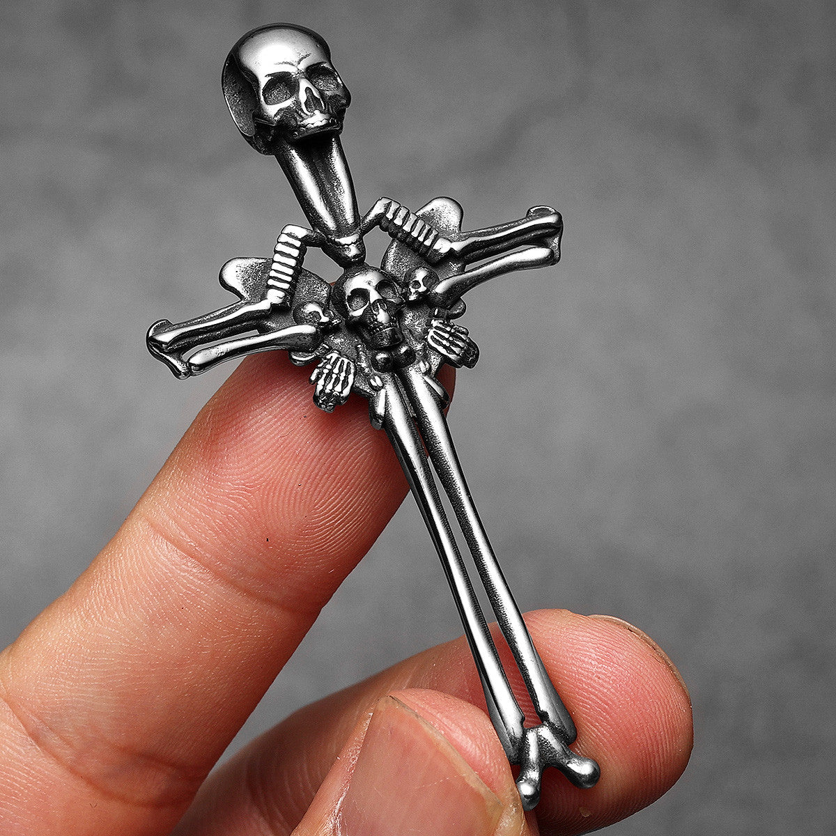 Cross Skull | Mens Solid Stainless Steel Designer Cross Hip Hop Street Wear Pendant
