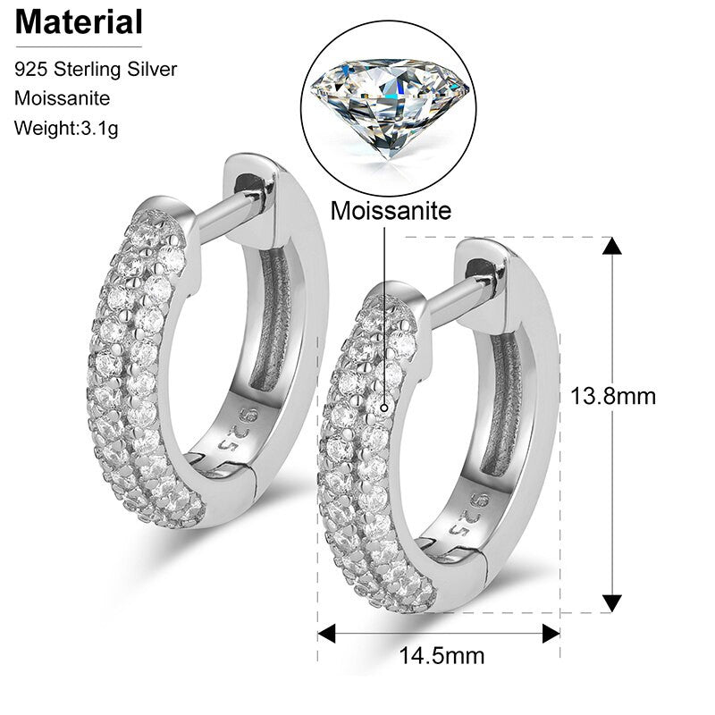 Genuine VVS Lab Diamond Small Hoop Style 925 Sterling Silver Bling Earrings