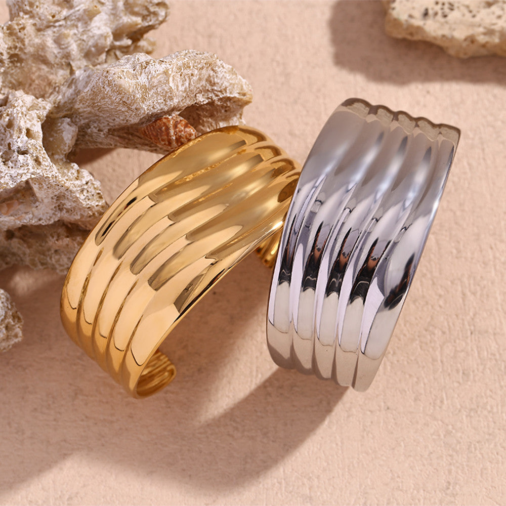 The Wave | Multi Layered 18k Gold Over Stainless Steel no Fade Bangle Bracelet
