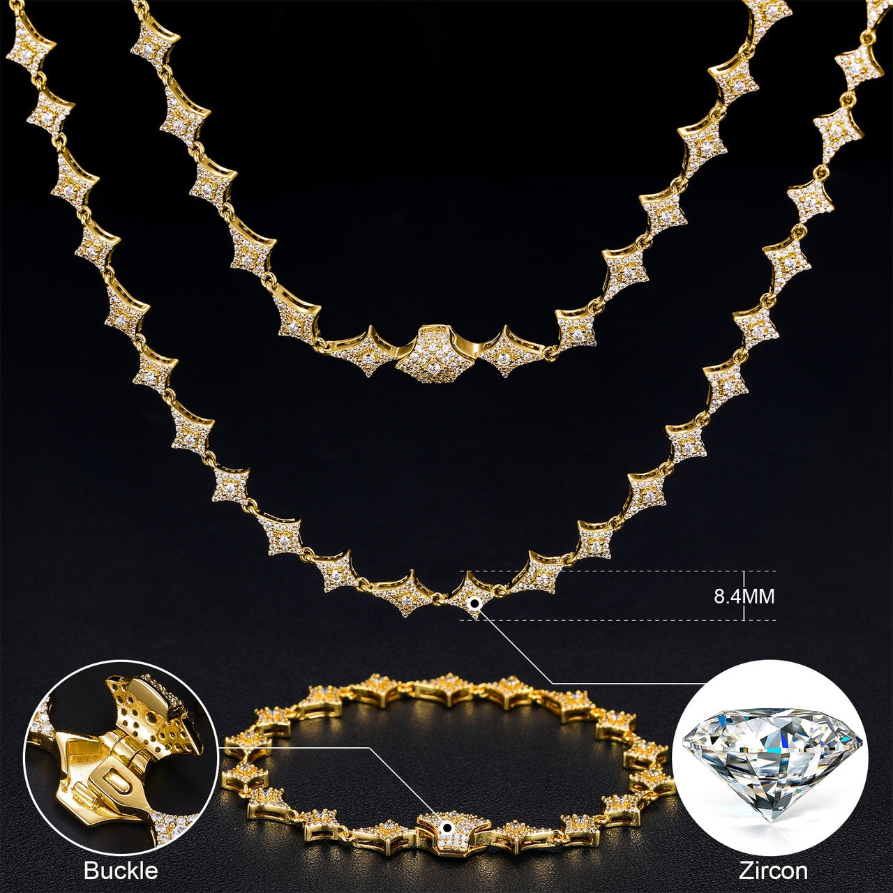 Genuine VVS Lab Diamond Super Star 925 Sterling Silver Chain Necklace Bracelets