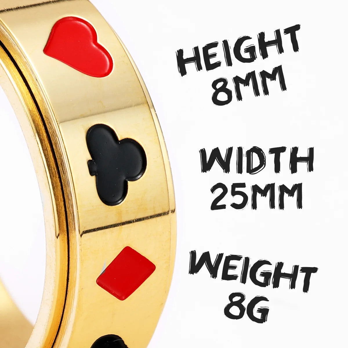 Lucky Poker Fidget | 316L No Fade Stainless Steel Spinner Luxury Spinner Ring