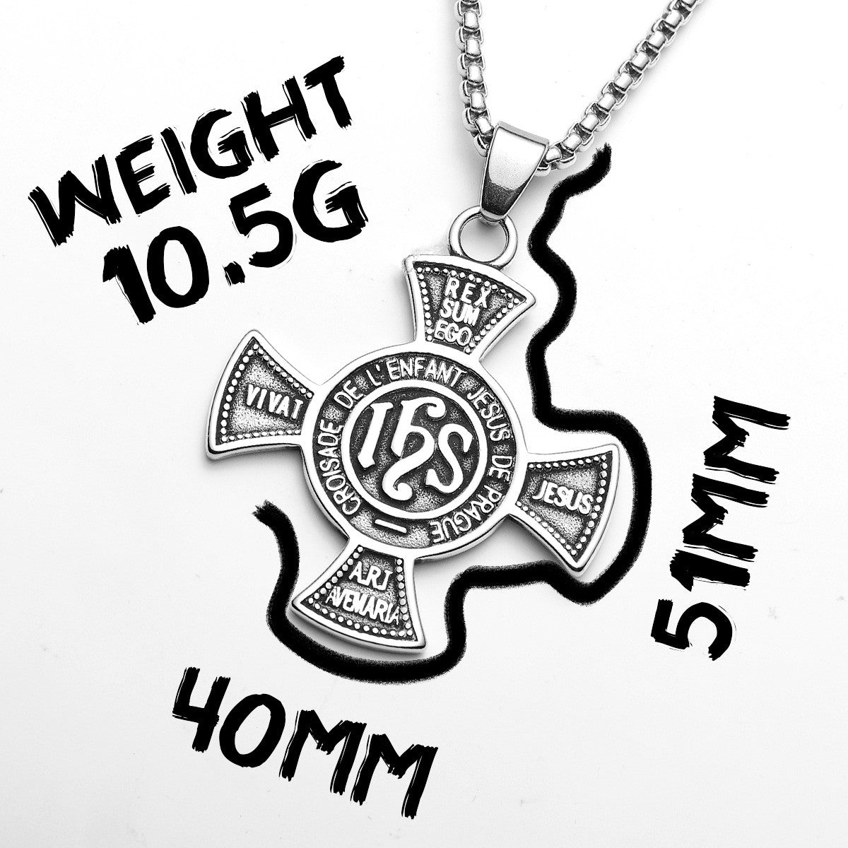 King I Am | Solid Stainless Steel JESUS Cross No Fade Street Wear Christian Pendant