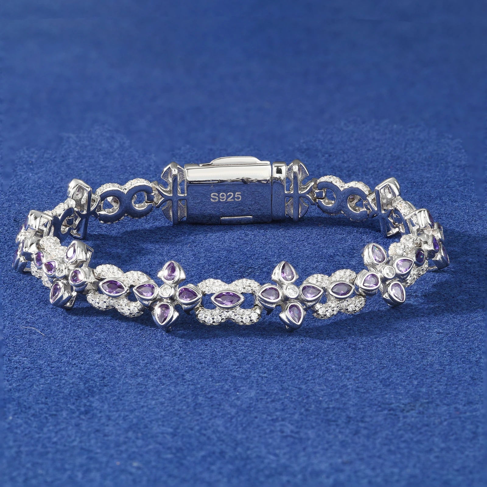 Infinity Cross | Moissanite Diamond 925 Sterling Silver Infinity Cross Iced Bliged Out Bracelet