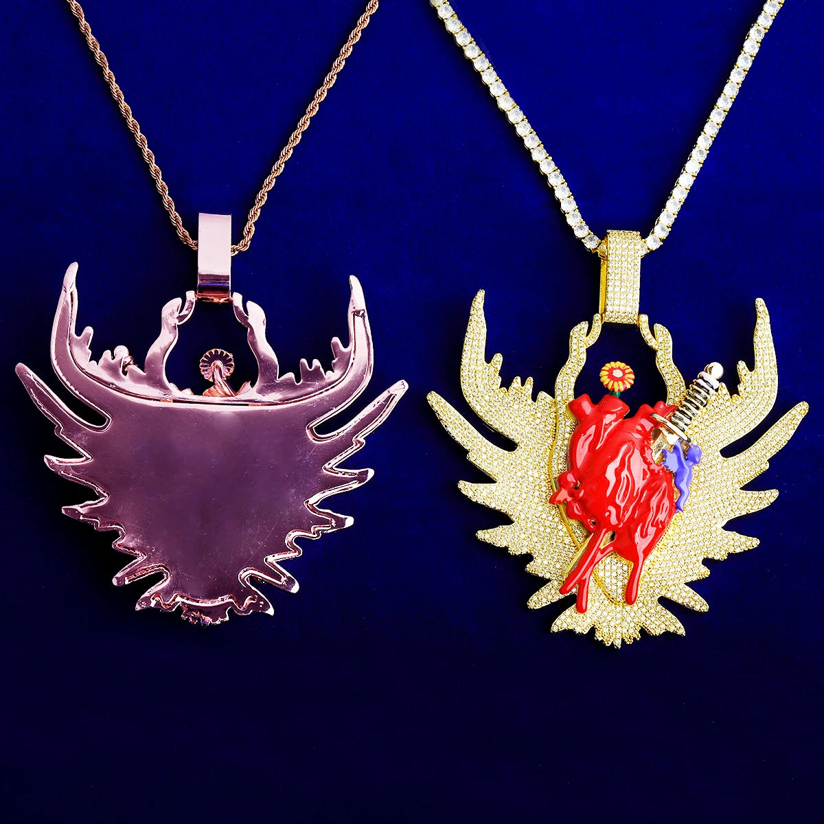 Blood Heart | Sword Through Bleeding Heart VVS Diamond CZ Hip Hop Pendant