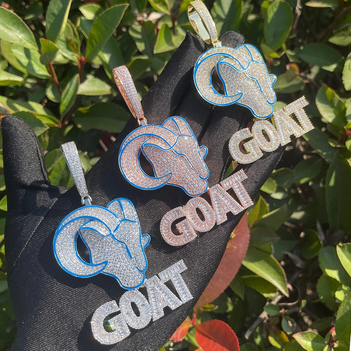 The Goat Greatest Of All Time Hip Hop Iced Blinged Out Luxury Prong Set Pendant