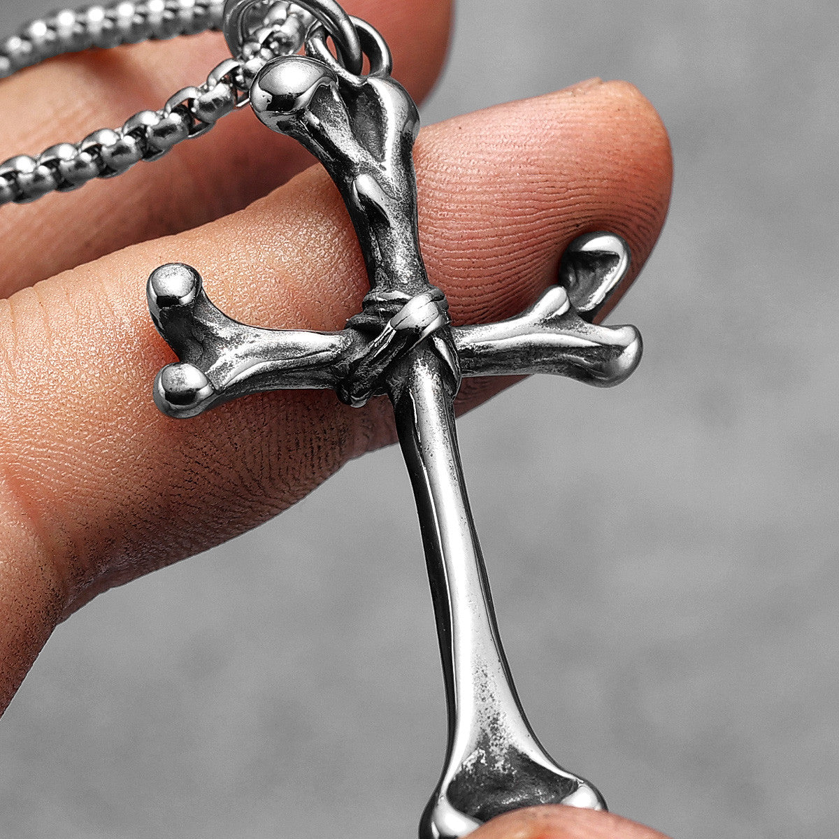 The Bone Doctor | No Fade solid Stainless Steel Hip Hop Bone Cross Pendant