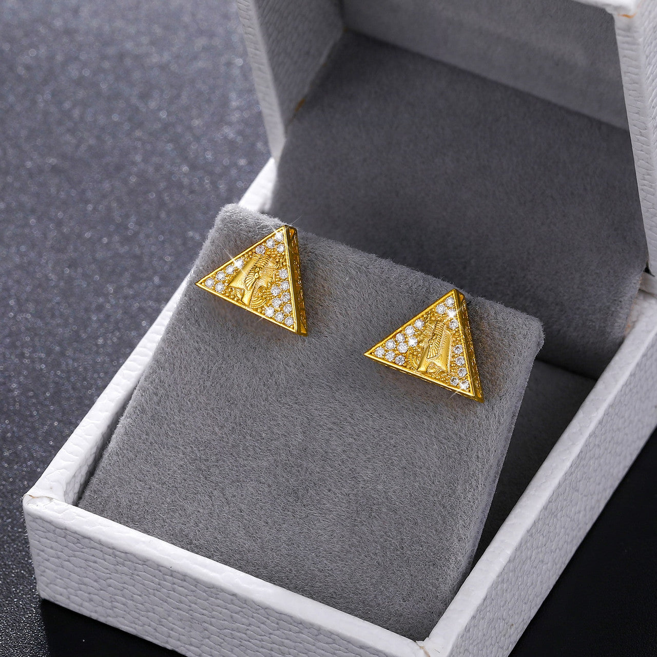 Ancient African Pyramid Pharaoh D Color VVS Diamond Solid 925 Hip Hop Earrings