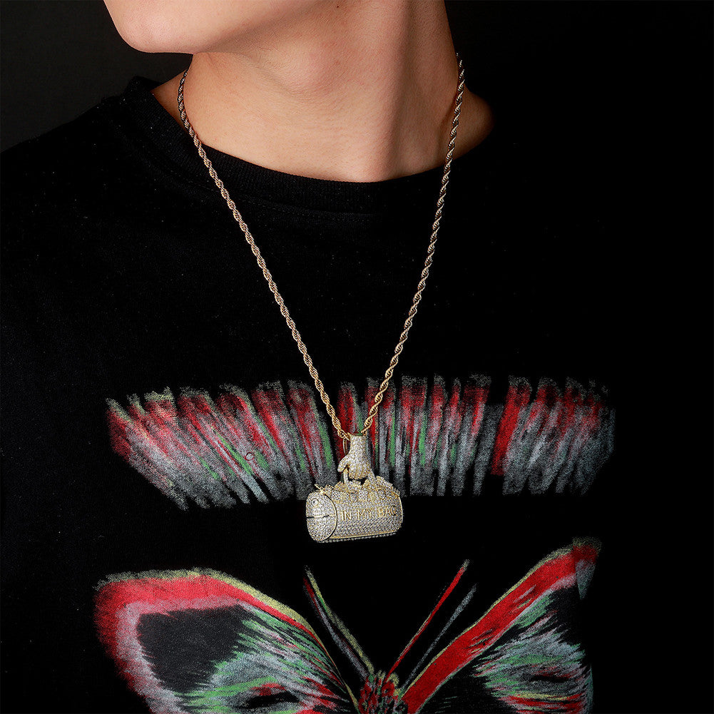 In My Bag | VVS Diamond CZ Money Bag 14k Gold 925 Silver Hip Hop Pendant Chain
