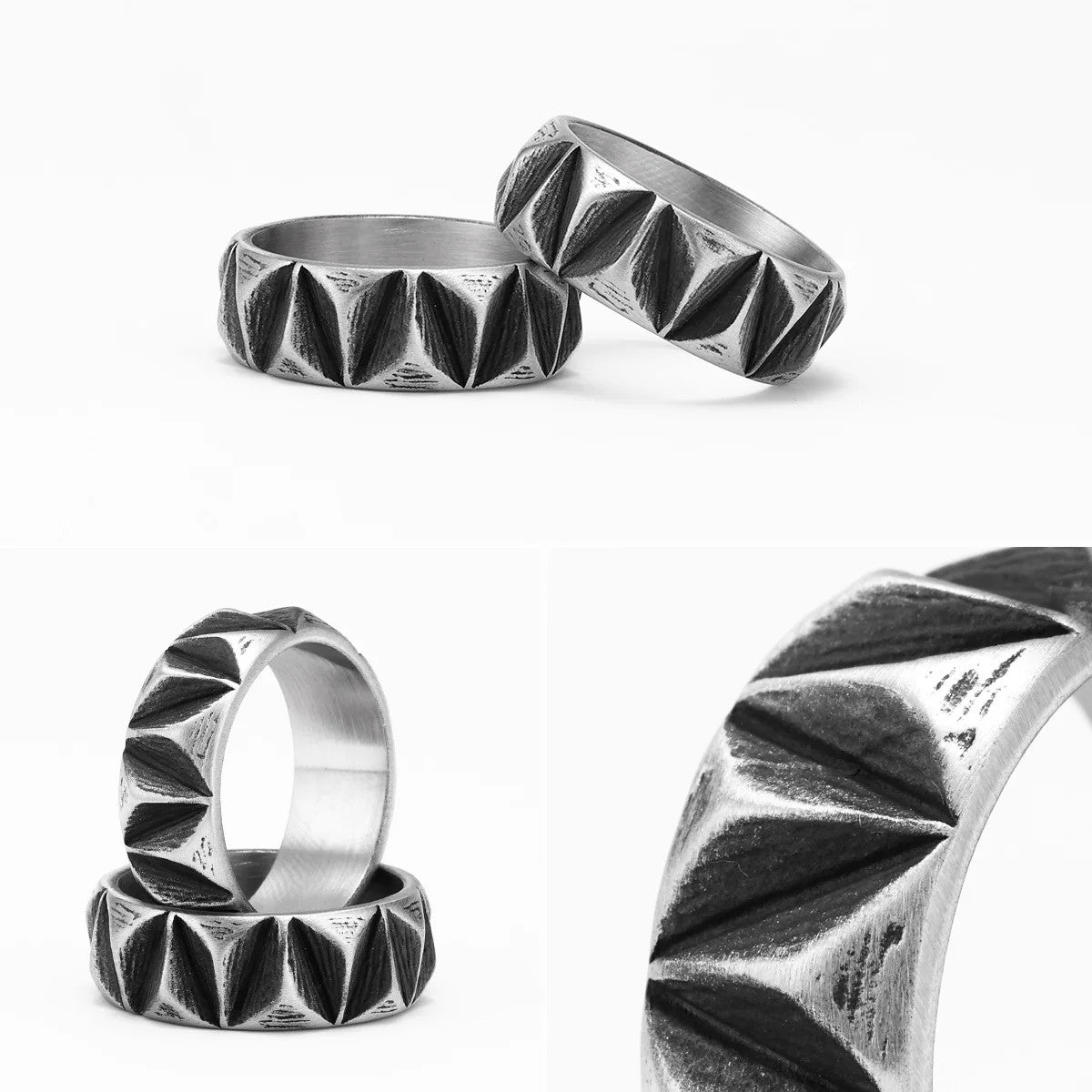 Geo | 316L No Fade Stainless Steel Geometric Cut Unique Personality Men's Ring