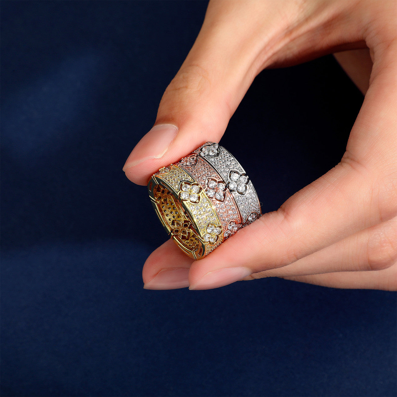 Clover Pave | 6MM Iced Blinged Out Four Leaf Flower VVS Diamond CZ Ring