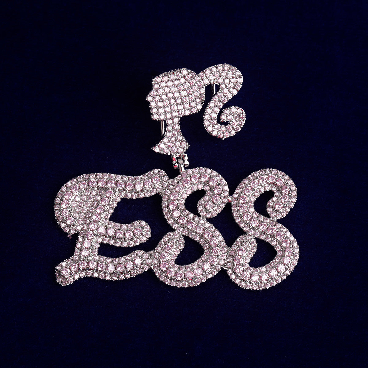 Barbie Girl Silhouette | Hot Custom Prong Set VVS Diamond CZ Name Plate Pendant