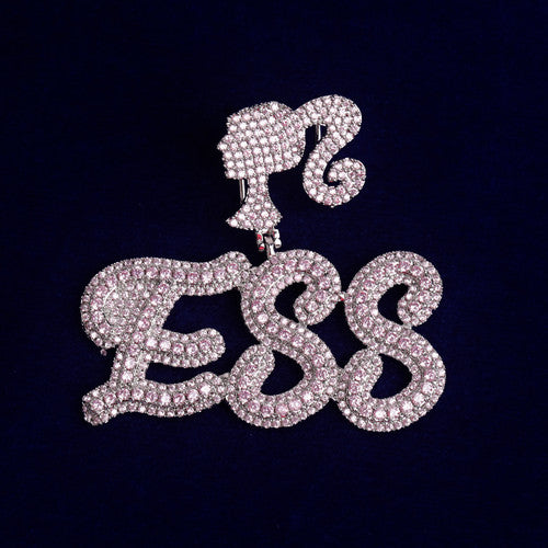Barbie Girl Silhouette | Hot Custom Prong Set VVS Diamond CZ Name Plate Pendant