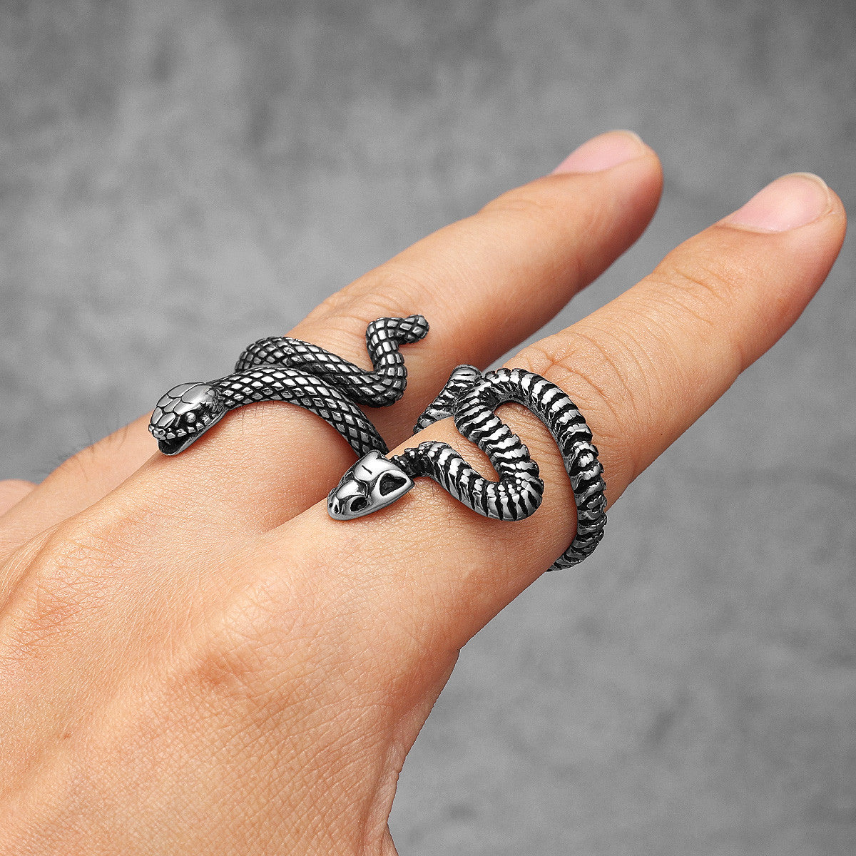 Snake | Solid Stainless Steel Slithering Snake Street Style Men's Rings