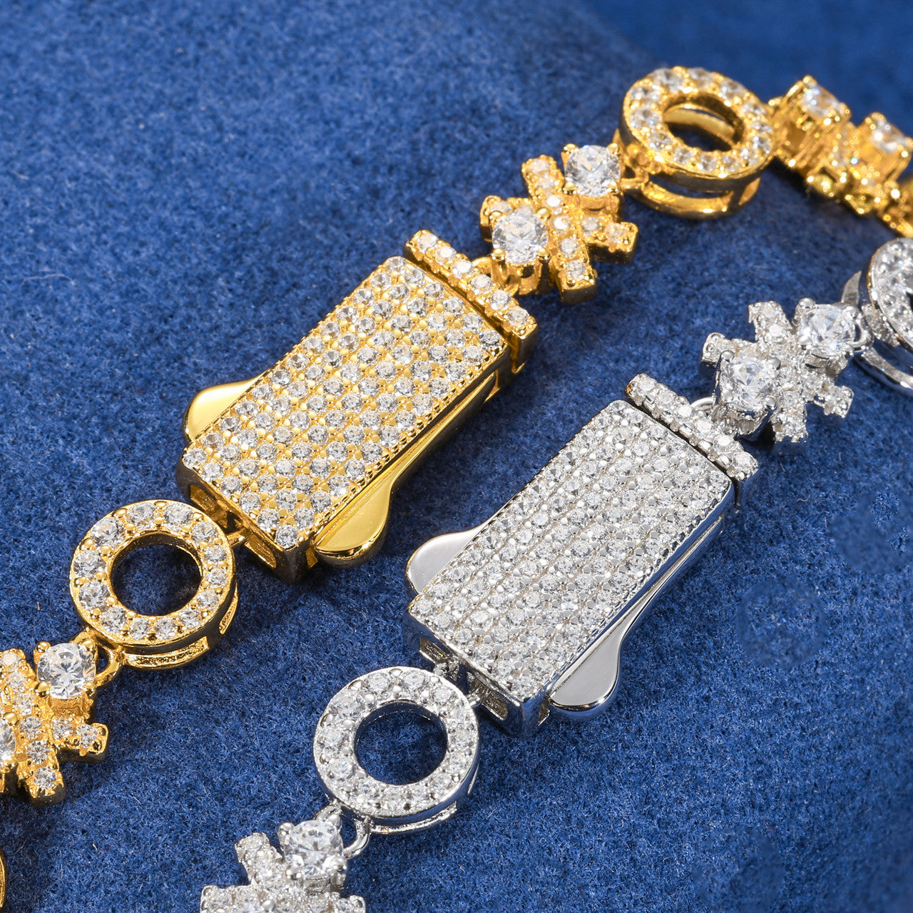 XOXO | Sterling Silver Love Moissanite Diamond Hip Hop 7MM 925 18k Gold Bracelets