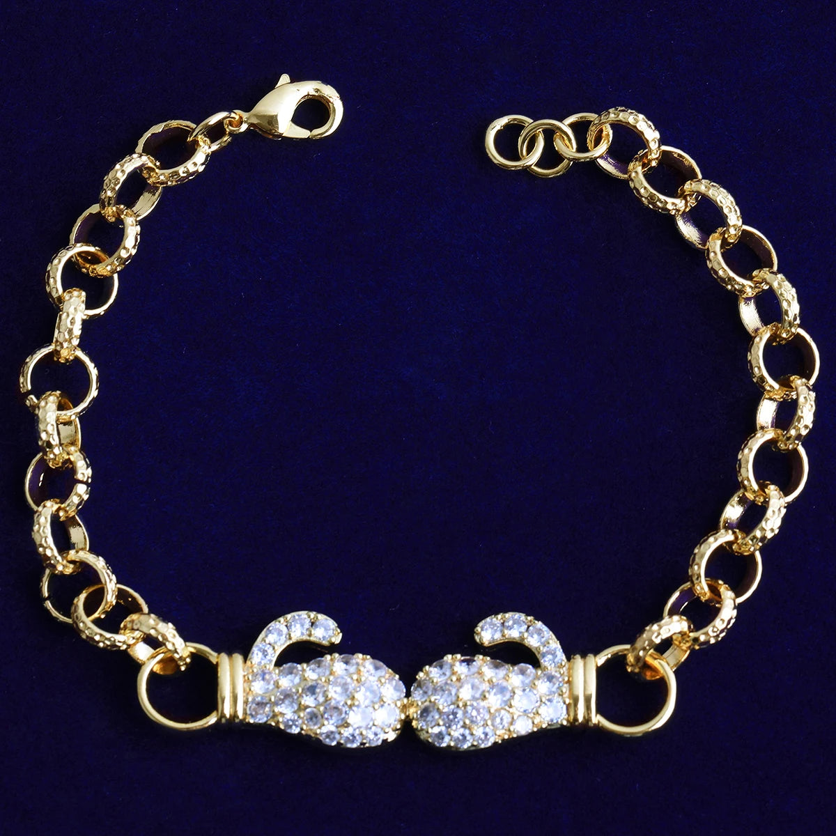 Get It On lII | Iced Blinged Out Boxing Gloves Rolo Link Chain Bracelet