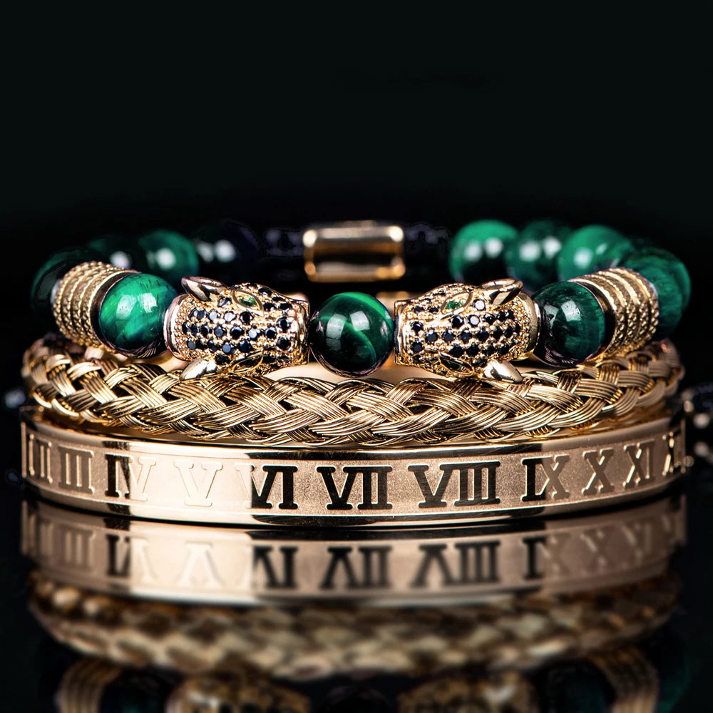 Double Leopard | Natural Stone VVS Diamond CZ Sigma Male Hip Hop Bracelets