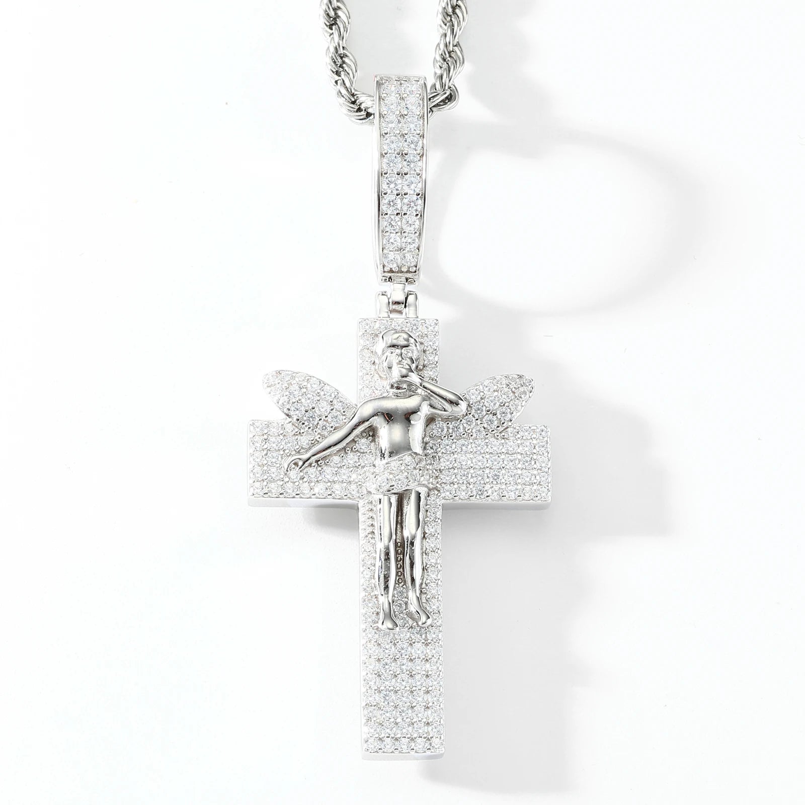 All Seeing Cross | 925 Sterling Silver D VVS1 Moissanite All Seeing Eye Hip Hop Cross Pendant
