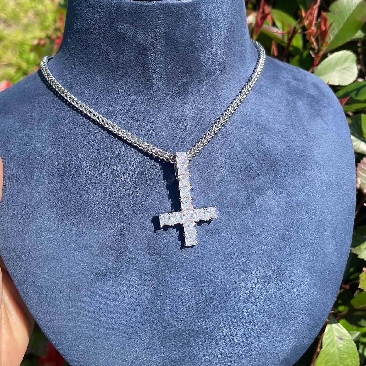 Up Is Down | Inverted Princess Cut Prong Set Peter Cross Hip Hop Cross Pendant
