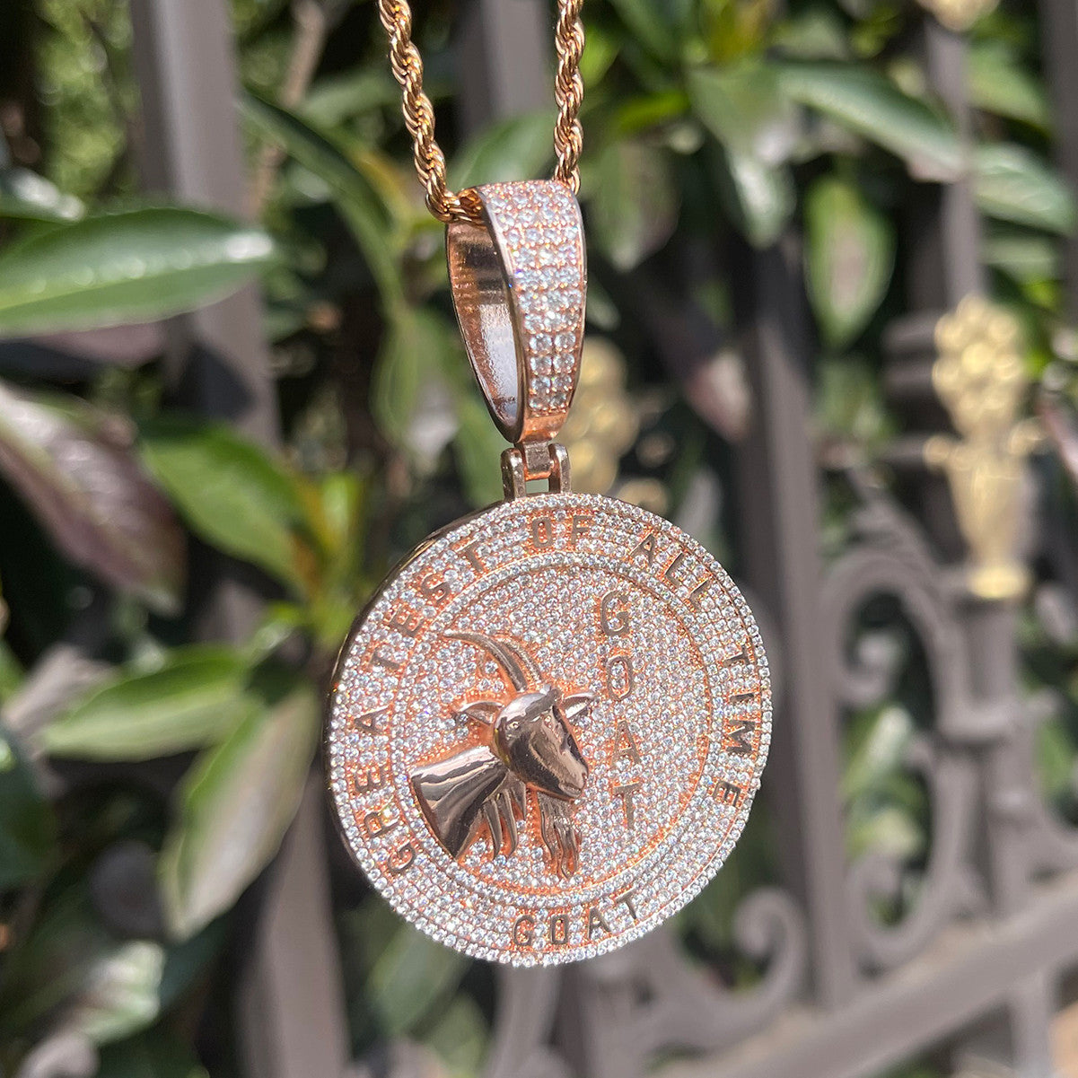 The Greatest Of All Time | Goat VVS Diamond CZ Iced Blinged Out Hip Hop Pendant