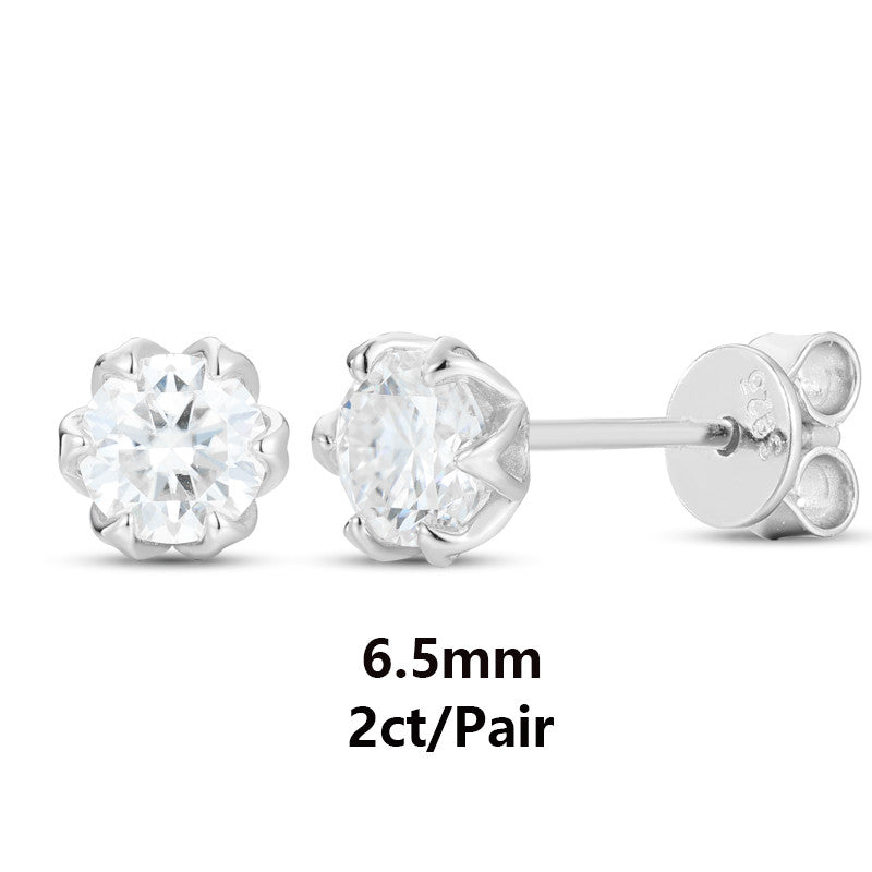 Iced Blinged Out 1/1.6/2ct D Color Moissanite Diamond S925 Sterling Silver 18k Stud Earrings