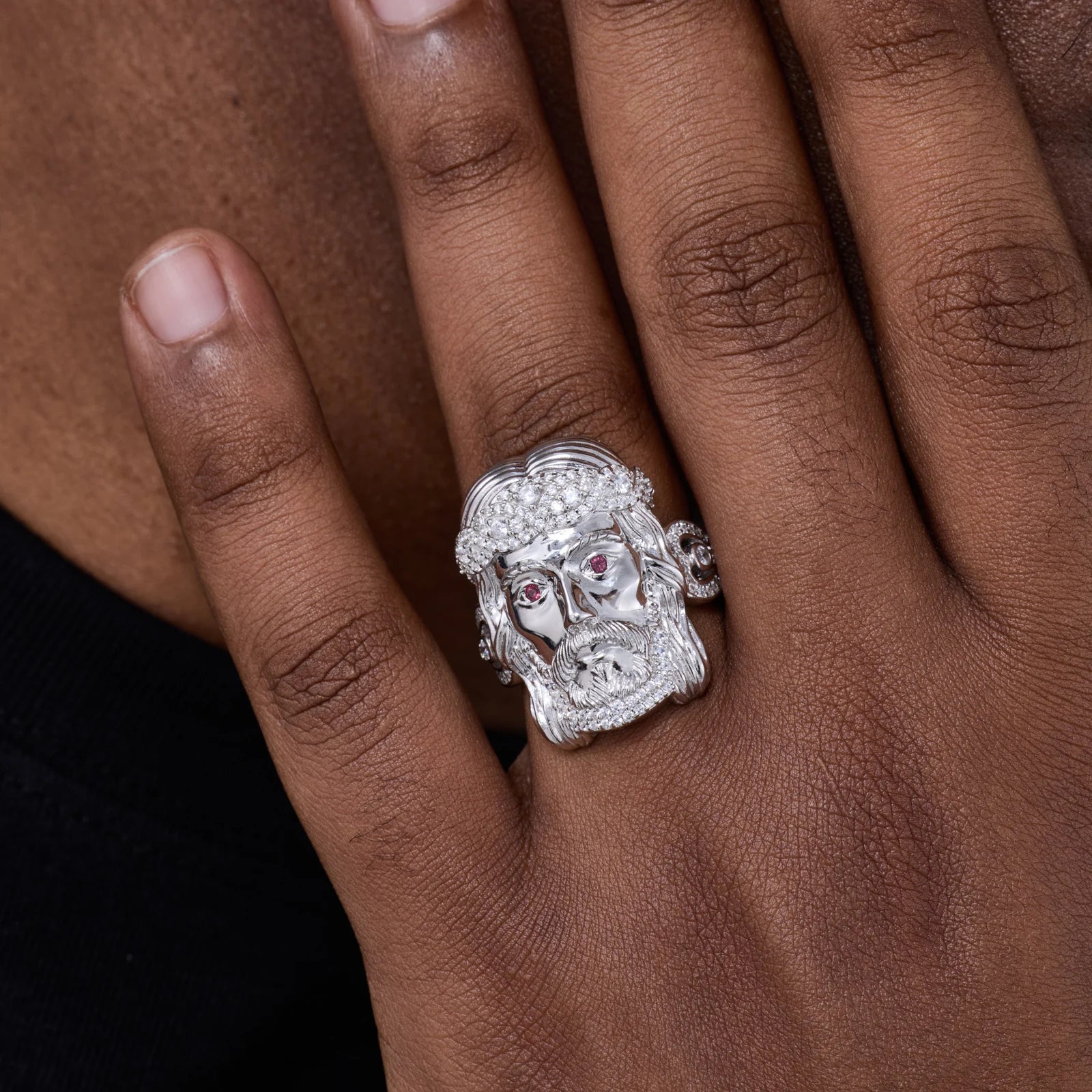 The Messiah | Solid 925 Silver VVS Moissanite Diamond Hip Hop Jesus Face Ring