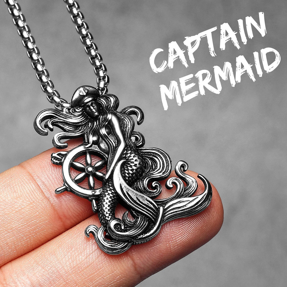 Mermaid Of The Sea | 316L No Fade Stainless Steel Captain's Helm Pendant