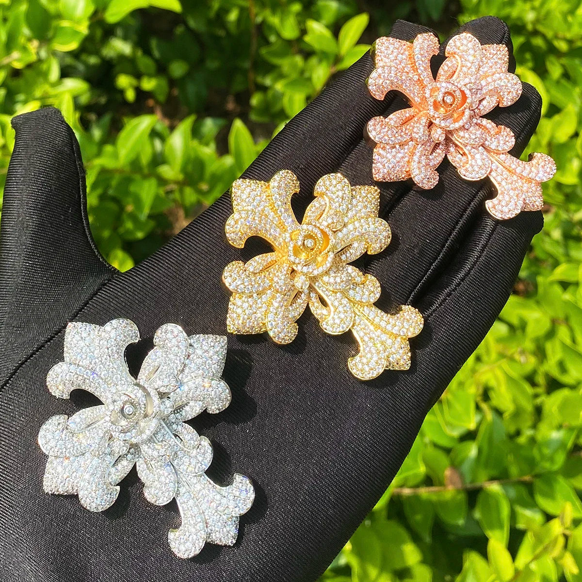 Cross Of Saints | VVS Diamond CZ Fleur-de-lis Cross Iced Blinged Out Pendant