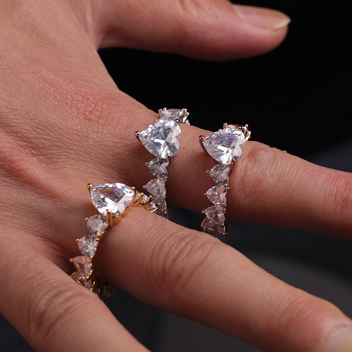 Loyal Heart | Prong Set Solitaire 24k 925 Silver Rose Gold Luxury Bling Rings