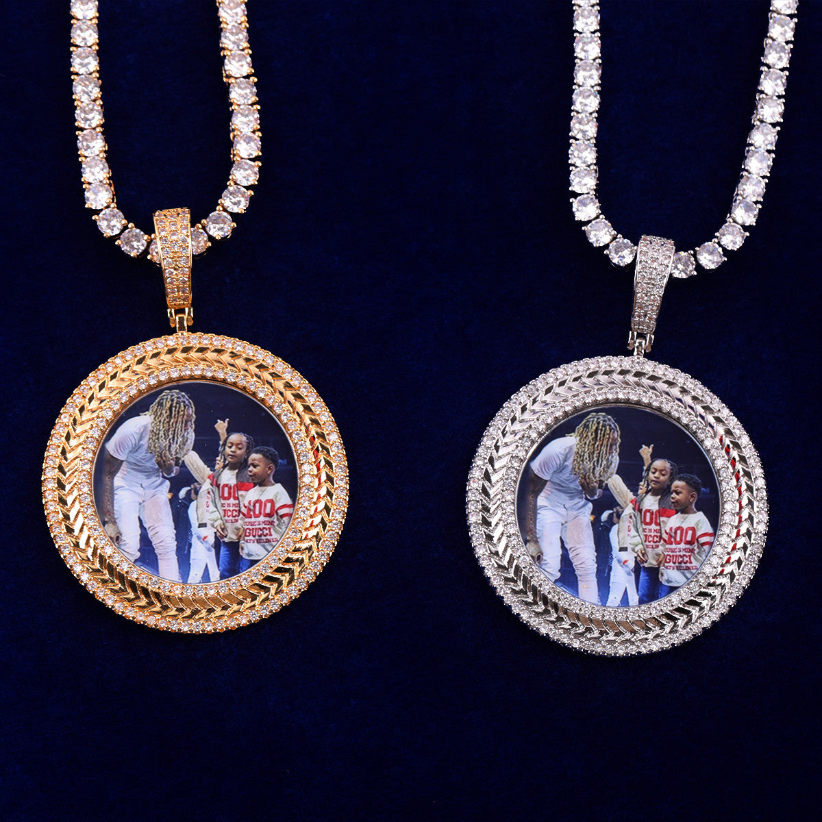 Circle Wreath | Custom Photo VVS Diamond CZ Picture Pendant Necklace
