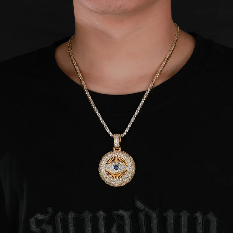 All Seeing Eye ll|Flooded Ice 24k 925 Silver Rose Gold 5AA+ Hip Hop Iced Pendant