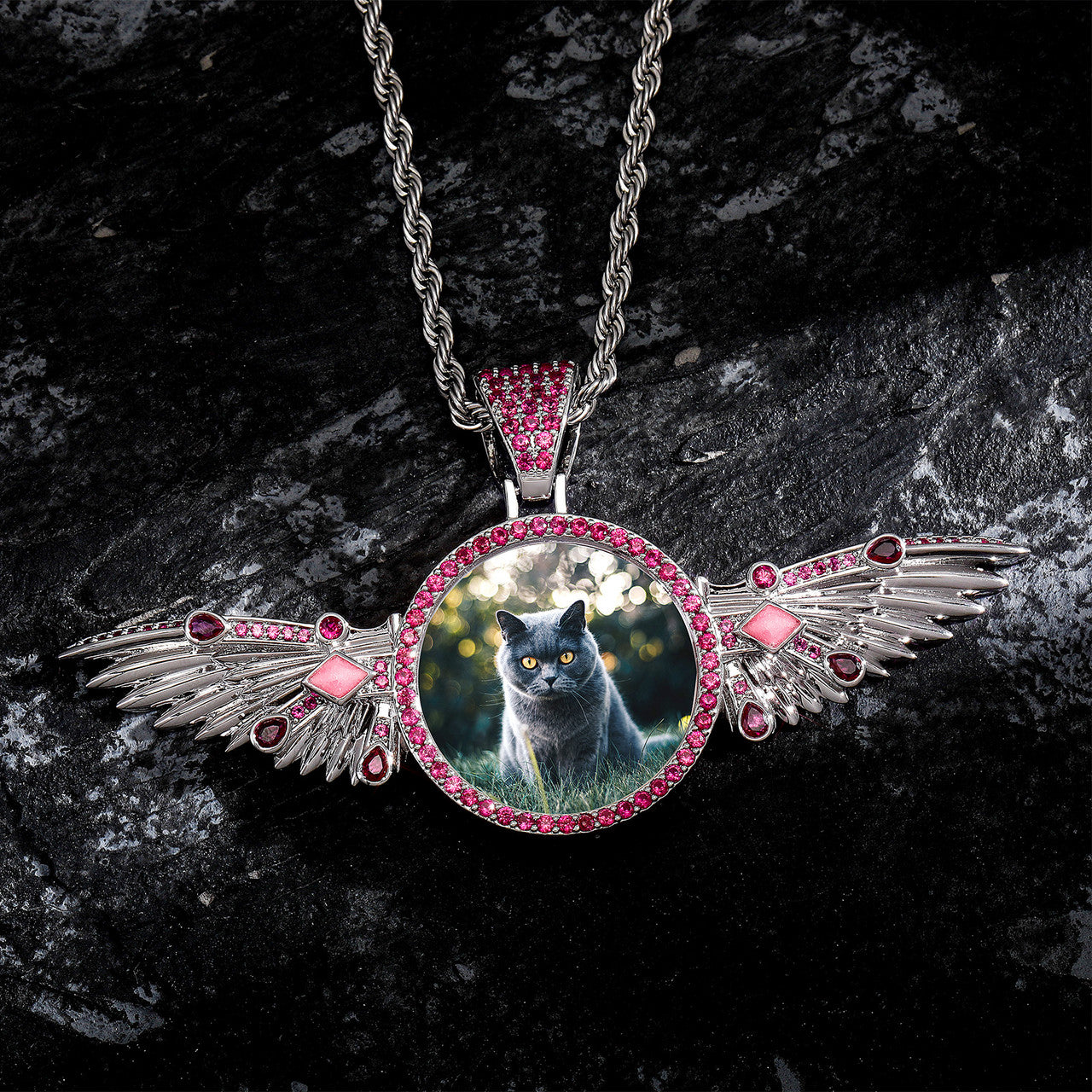Angel Rise | Movable Wings VVS Diamond CZ Custom Photo Picture Hip Hop Pendant