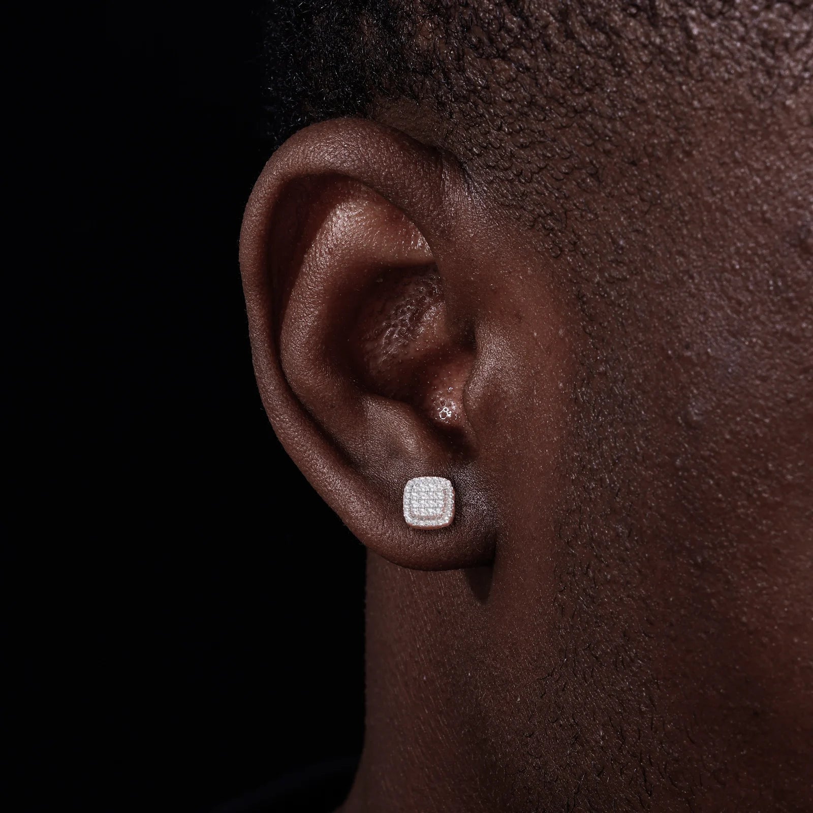 Sparkling Clusters | Iced Blinged Out Moissanite Diamond Square Cluster Stud Earrings