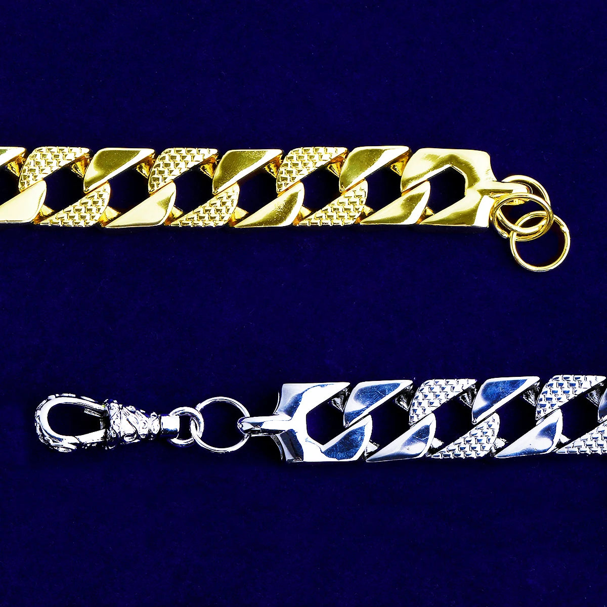 Patterned Cuban | 20mm Belcher Clasp Square Cut Designer Cuban Link Chain Necklace