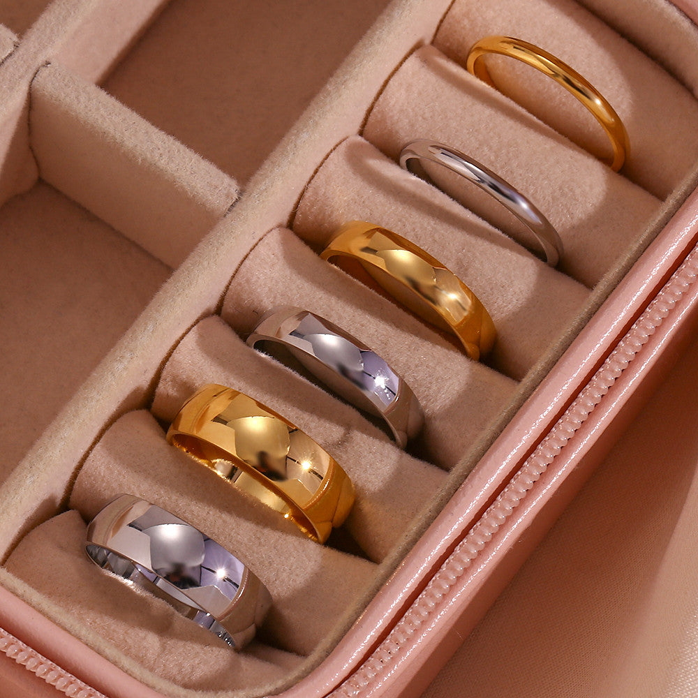 Waterproof Stainless Steel 18k Gold Silver Bling Bling 2mm 4mm 6mm Stackable Rings