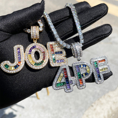 Candy Coated | Colorful Baguette Custom Made Iced Blinged Out Pendants