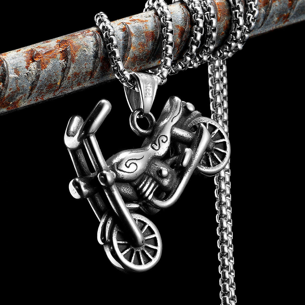 Motorcycle | 316L Solid No Tarnish Stainless Steel Chopper Biker Street Wear Pendant