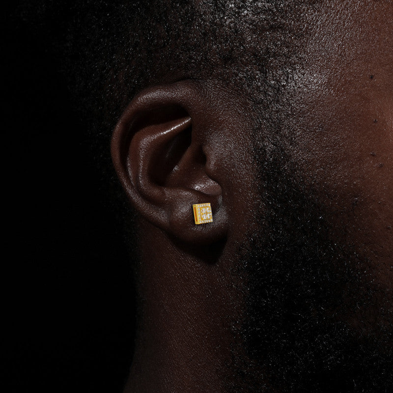 Solid 925 Sterling Silver Luxury Moissanite Diamond Square Stud Hip Hop Earrings