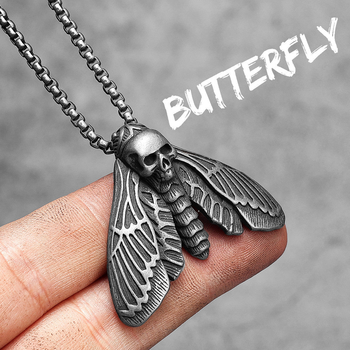 Skull Butterfly | 316L No Fade Solid Stainless Steel Designer Street Wear Pendant