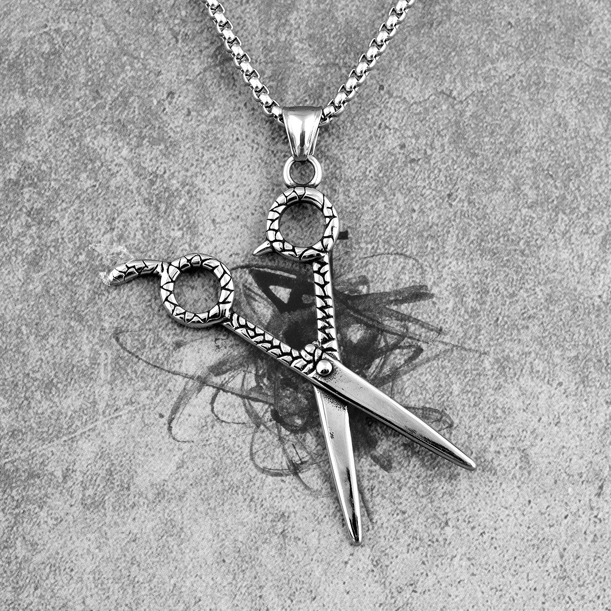 Scissors | Solid Stainless Steel Haircut Barber Scissors Hip Hop Pendant Chain Necklace
