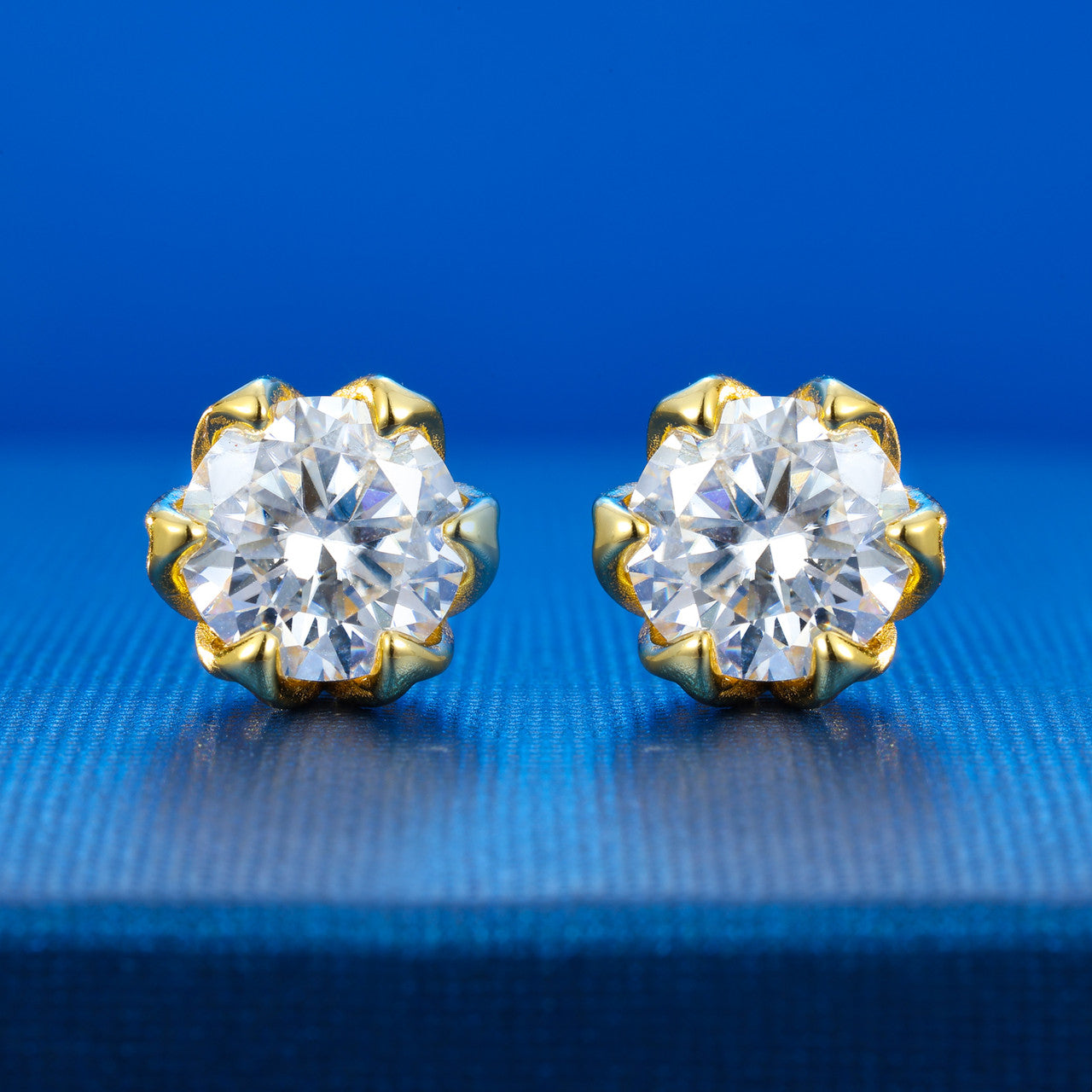 Iced Blinged Out 1/1.6/2ct D Color Moissanite Diamond S925 Sterling Silver 18k Stud Earrings