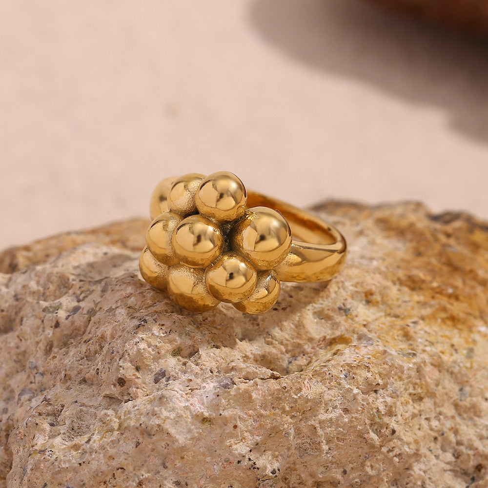 18k Gold Round Bubble Stainless Steel Water Resistant Bubbly Personality Jewelry