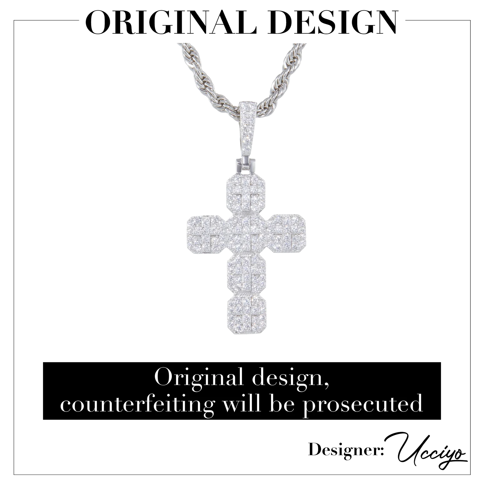 The Octagon | Iced Blinged Out VVS1 Moissanite Diamond Hip Hop Cross Pendant