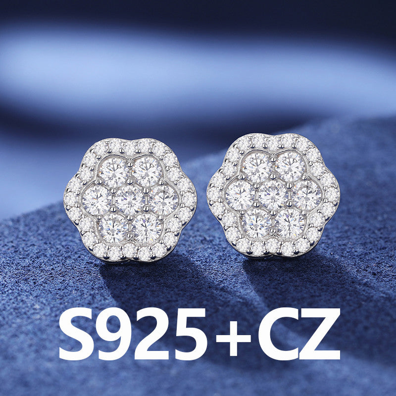 Ice Flower | Luxury 925 Solid Sterling Silver Moissanite Diamond Flower Stud Earrings