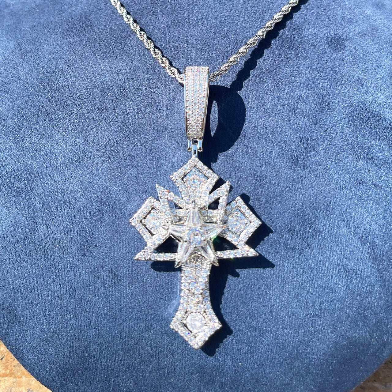 Star Crossed | Iced Prong Set Layered Cross Hip Hop Pendant