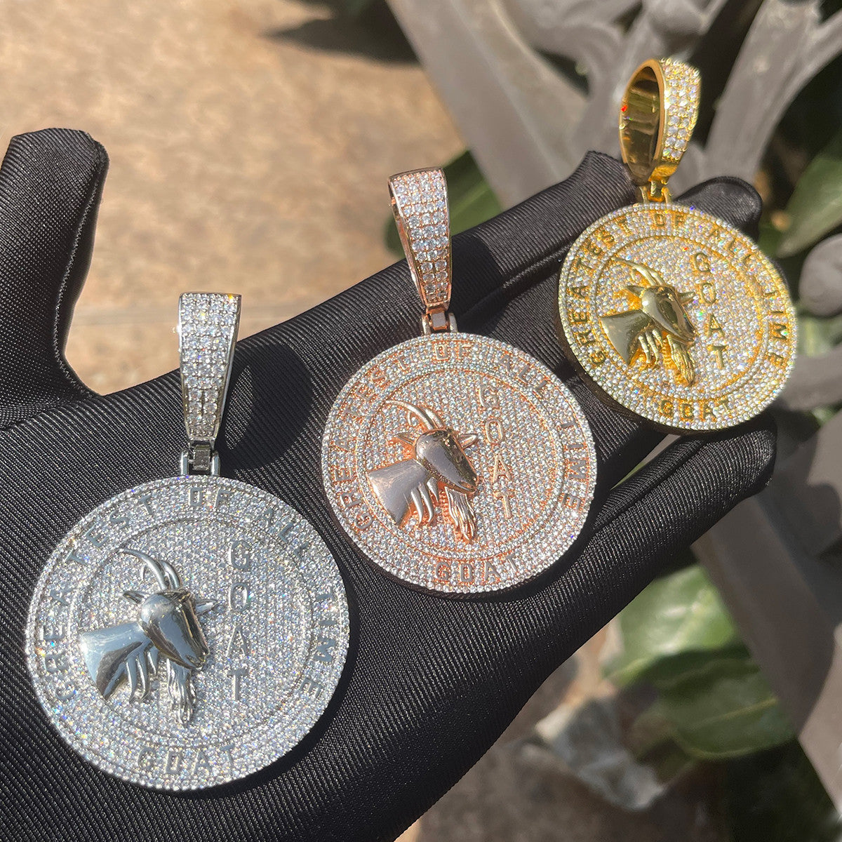 The Greatest Of All Time | Goat VVS Diamond CZ Iced Blinged Out Hip Hop Pendant